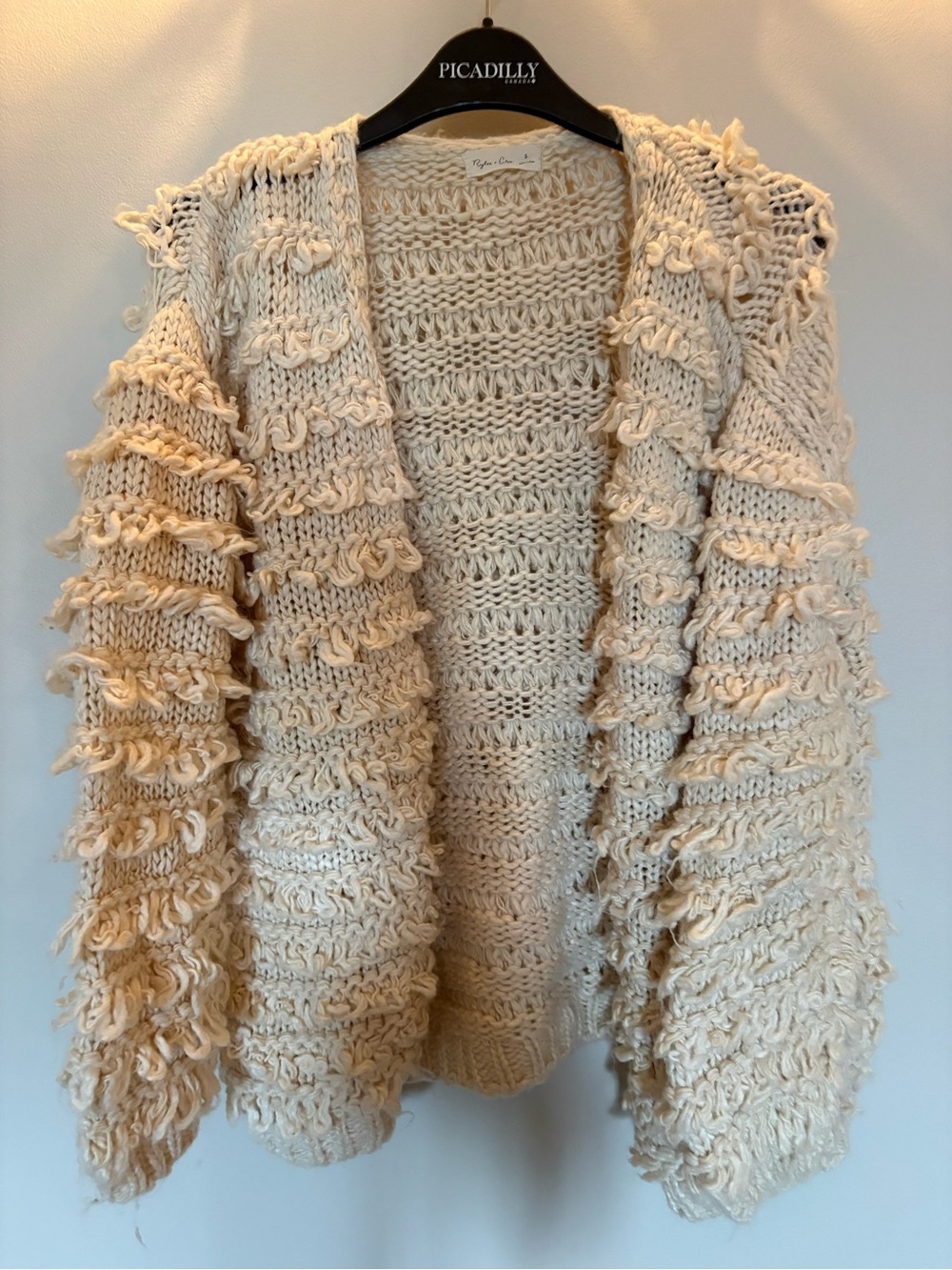 Rylee + Cru Soft Cream Loop-Textured Open Cardigan - Picture 5 of 7